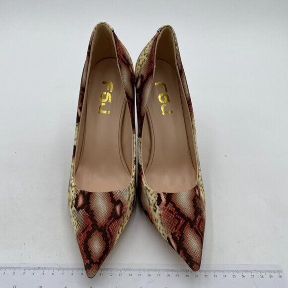 FSJ Women Classic Pointed Toe Snakeskin High Heels Pumps Slip on Stiletto - Picture 3 of 8